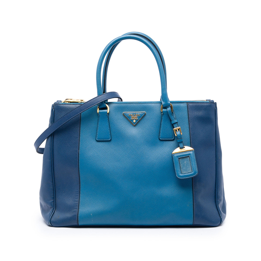 Pre-Loved Prada Large Bicolor Saffiano Lux Galleria Double Zip Satchel